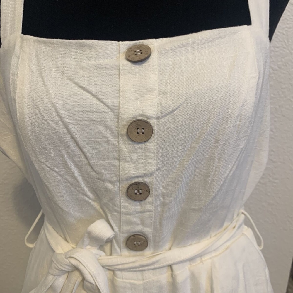 Lilyful Woman's Small White Strappy Cotton Ankle Length Romper Jumper Jumpsuit - Picture 4 of 8